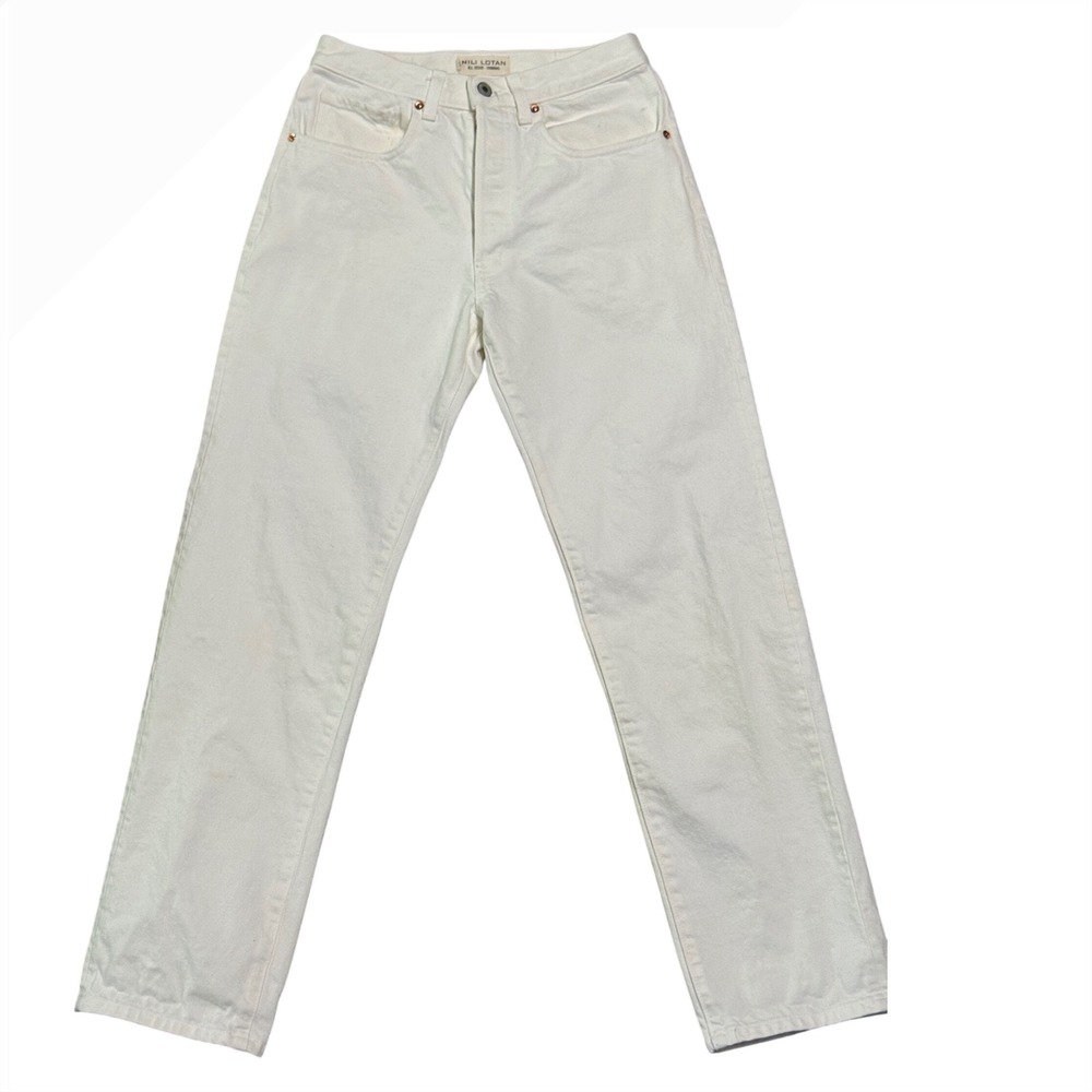 Nili Lotan Archer White High Rise Straight Leg Denim Jeans Size 25 N.L. Issue